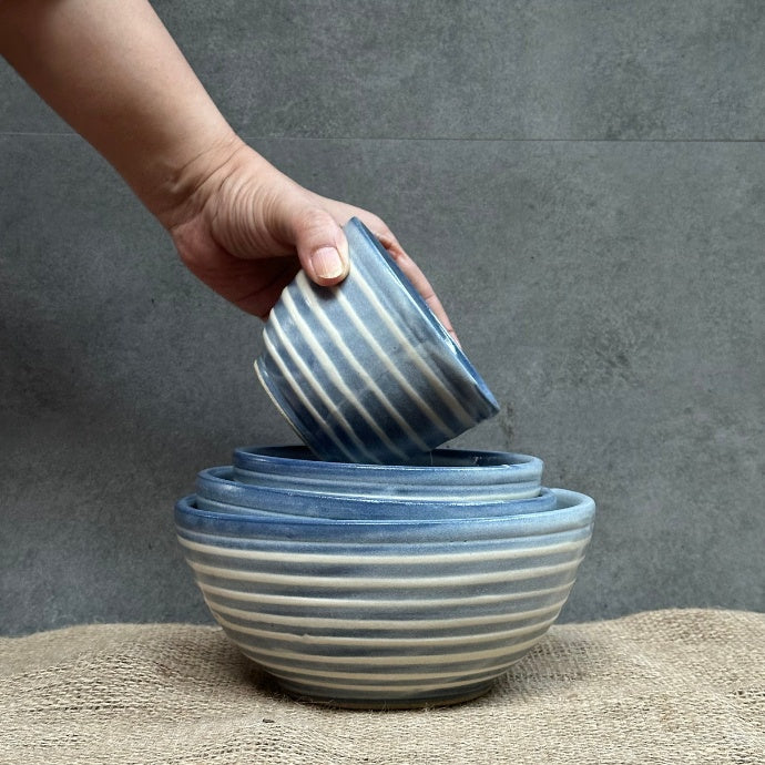 Bowl Set of 4 - Blue Swirl