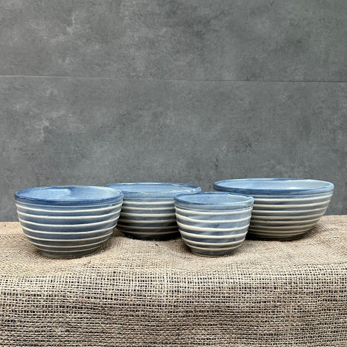 Bowl Set of 4 - Blue Swirl